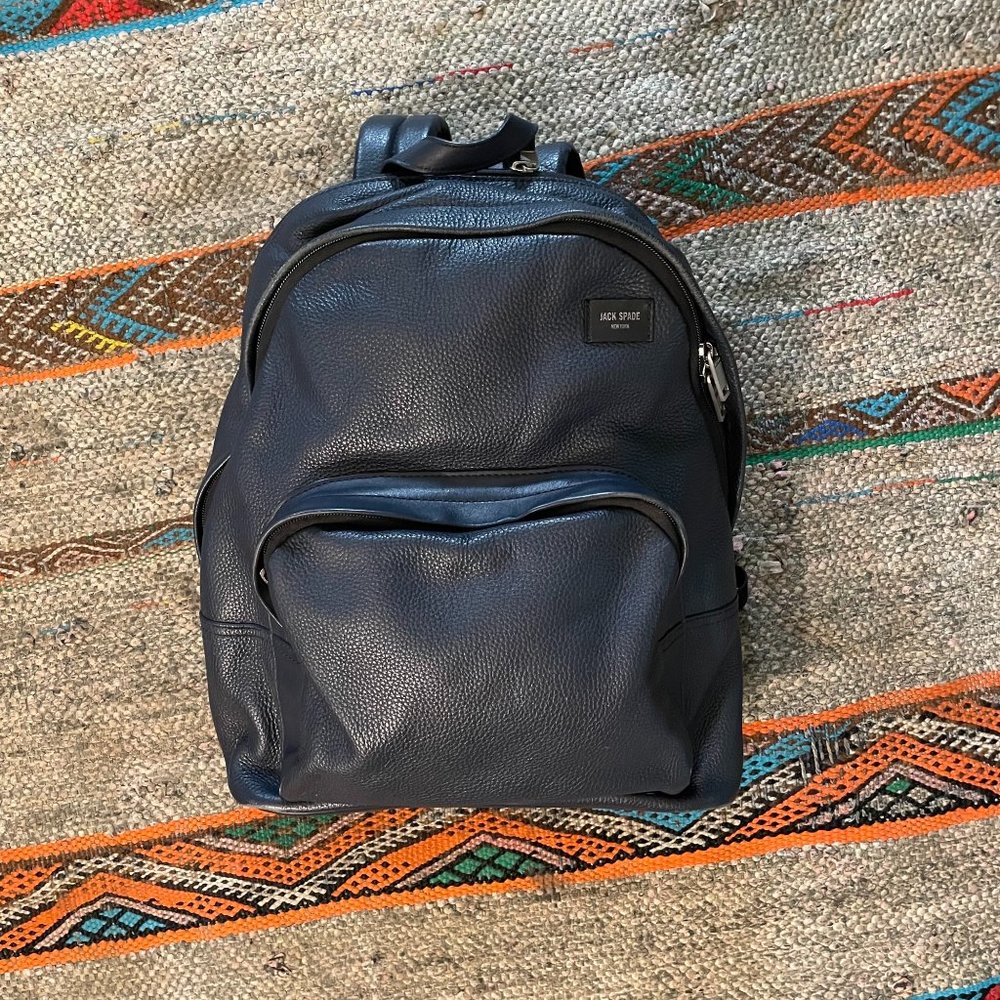 Jack Spade Navy Pebbled Leather Backpack